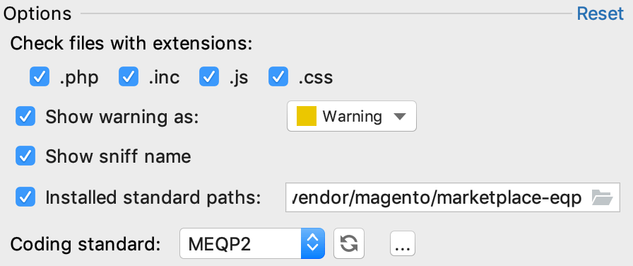 Using the Magento Marketplace MEQP with PHPStorm